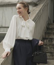 BONLECILL noir | 【BONLECILL noir】2way ボリュームスリーブ ボウタイギャザーブラウス(シャツ/ブラウス)