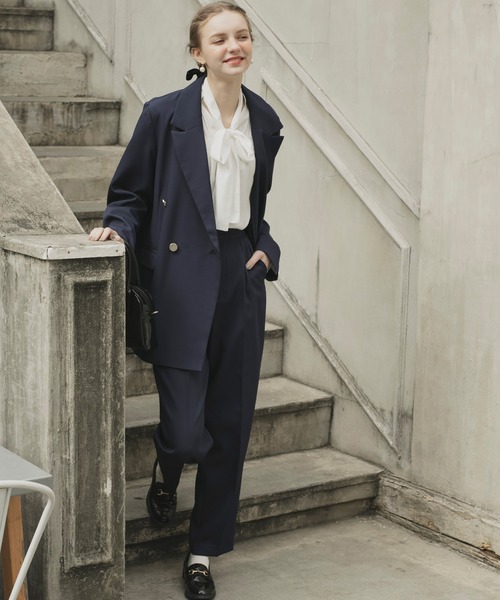 BONLECILL noir（ボンルシールノワール）の「【BONLECILL noir】2way ボリュームスリーブ ボウタイギャザーブラウス（シャツ/ブラウス・レディース・ブルー/オフホワイト/ブラック/ネイビー・FREE）」の12枚目の写真