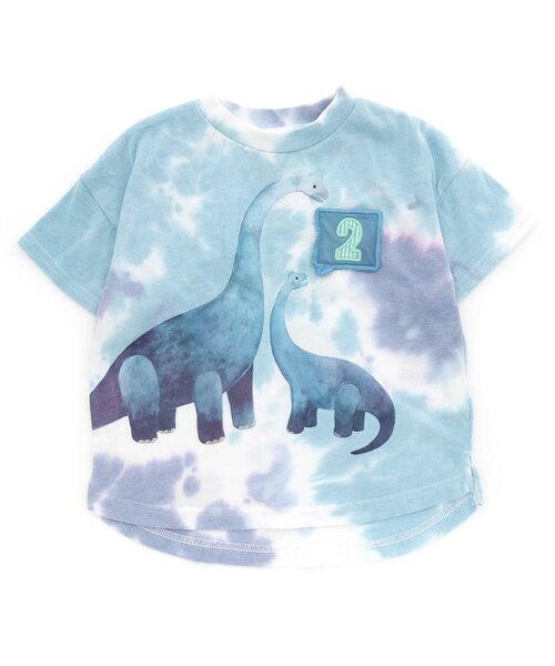BIT'Z(ビッツ)の「3柄恐竜タイダイプリントTシャツ(Tシャツ/カットソー・キッズ・グリーン/オレンジ/ブルー・100/110/95/80/120/90)」の2枚目の写真