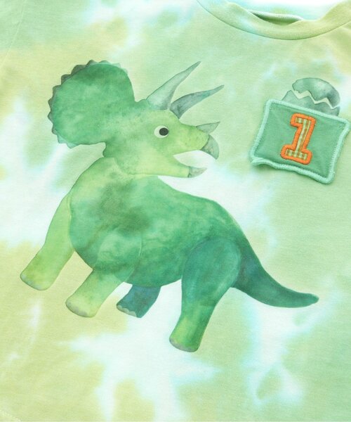 BIT'Z(ビッツ)の「3柄恐竜タイダイプリントTシャツ(Tシャツ/カットソー・キッズ・グリーン/オレンジ/ブルー・100/110/95/80/120/90)」の6枚目の写真