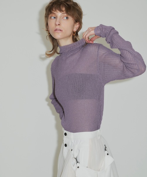 LA BELLE ETUDE(ラベルエチュード)の「シアーリブタートルニット(Tシャツ/カットソー・レディース・モカ/パープル/ブラック・FREE)」の1枚目の写真