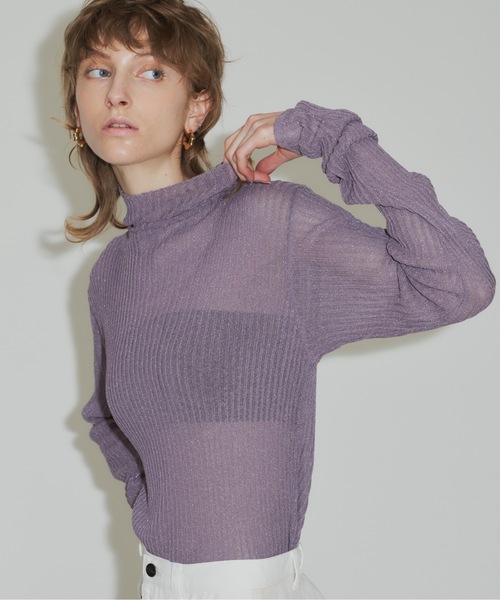 LA BELLE ETUDE(ラベルエチュード)の「シアーリブタートルニット(Tシャツ/カットソー・レディース・モカ/パープル/ブラック・FREE)」の4枚目の写真