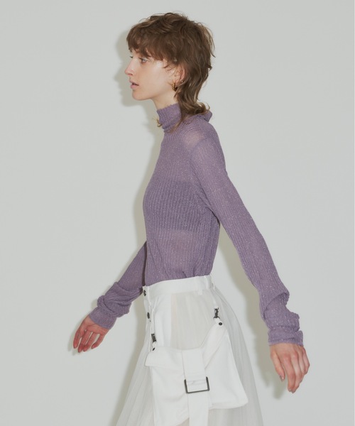 LA BELLE ETUDE(ラベルエチュード)の「シアーリブタートルニット(Tシャツ/カットソー・レディース・モカ/パープル/ブラック・FREE)」の5枚目の写真