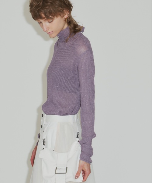 LA BELLE ETUDE(ラベルエチュード)の「シアーリブタートルニット(Tシャツ/カットソー・レディース・モカ/パープル/ブラック・FREE)」の6枚目の写真