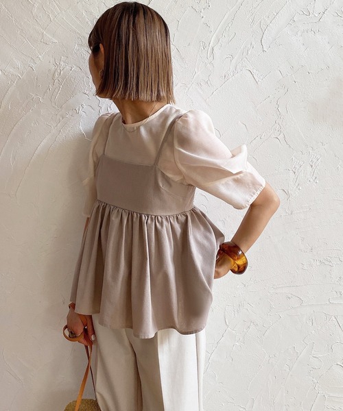 JUNOAH(ジュノア)の「リネン混キャミソールトップス(キャミソール・レディース・ブラック/アイボリー/モカ/チャコール/グレイッシュベージュ・MEDIUM/LARGE/X-LARGE)」の5枚目の写真