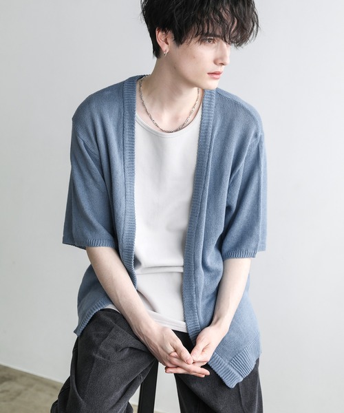 セール】綿麻半袖ニットカーディガン（カーディガン/ボレロ  