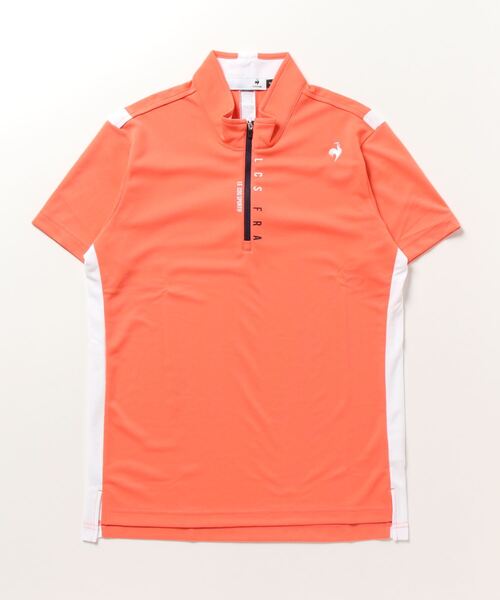 le coq sportif GOLF(ルコックスポルティフゴルフ)の「ハーフジップ半袖シャツ (吸汗速乾/UV CUT(UPF50+)(Tシャツ/カットソー・メンズ・オレンジ/ネイビー/グリーン/ホワイト・L/XL/M)」の4枚目の写真