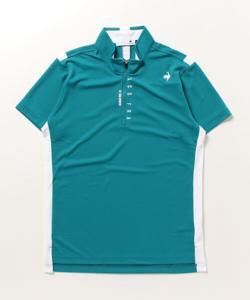 le coq sportif GOLF(ルコックスポルティフゴルフ)の「ハーフジップ半袖シャツ (吸汗速乾/UV CUT(UPF50+)(Tシャツ/カットソー・メンズ・オレンジ/ネイビー/グリーン/ホワイト・L/XL/M)」の5枚目の写真