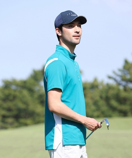 le coq sportif GOLF(ルコックスポルティフゴルフ)の「ハーフジップ半袖シャツ (吸汗速乾/UV CUT(UPF50+)(Tシャツ/カットソー・メンズ・オレンジ/ネイビー/グリーン/ホワイト・L/XL/M)」の18枚目の写真