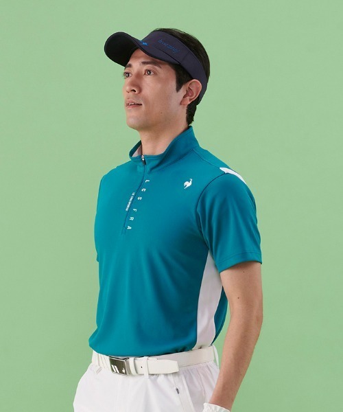 le coq sportif GOLF(ルコックスポルティフゴルフ)の「ハーフジップ半袖シャツ (吸汗速乾/UV CUT(UPF50+)(Tシャツ/カットソー・メンズ・オレンジ/ネイビー/グリーン/ホワイト・L/XL/M)」の15枚目の写真