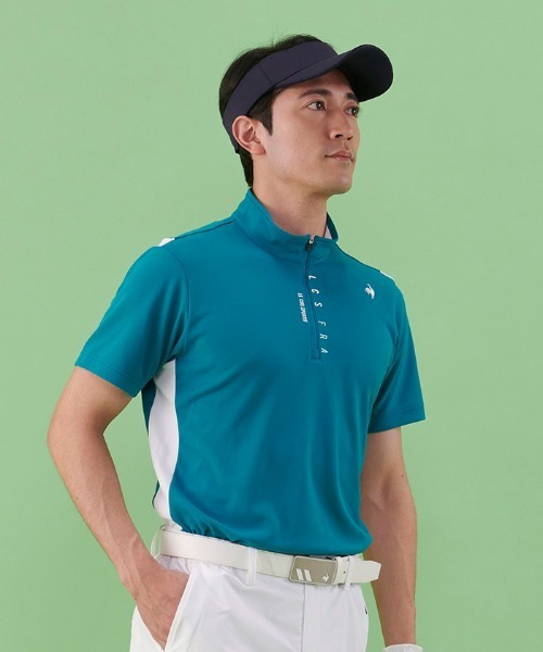 le coq sportif GOLF(ルコックスポルティフゴルフ)の「ハーフジップ半袖シャツ (吸汗速乾/UV CUT(UPF50+)(Tシャツ/カットソー・メンズ・オレンジ/ネイビー/グリーン/ホワイト・L/XL/M)」の13枚目の写真
