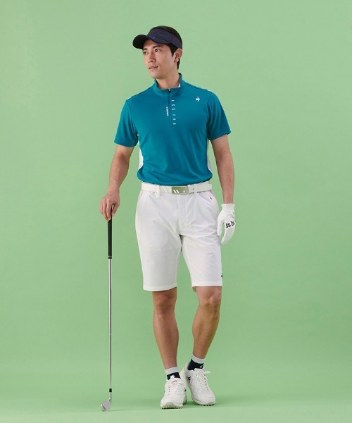 le coq sportif GOLF(ルコックスポルティフゴルフ)の「ハーフジップ半袖シャツ (吸汗速乾/UV CUT(UPF50+)(Tシャツ/カットソー・メンズ・オレンジ/ネイビー/グリーン/ホワイト・L/XL/M)」の11枚目の写真