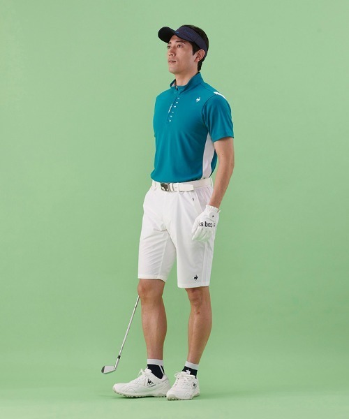 le coq sportif GOLF(ルコックスポルティフゴルフ)の「ハーフジップ半袖シャツ (吸汗速乾/UV CUT(UPF50+)(Tシャツ/カットソー・メンズ・オレンジ/ネイビー/グリーン/ホワイト・L/XL/M)」の10枚目の写真