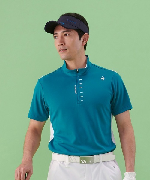 le coq sportif GOLF(ルコックスポルティフゴルフ)の「ハーフジップ半袖シャツ (吸汗速乾/UV CUT(UPF50+)(Tシャツ/カットソー・メンズ・オレンジ/ネイビー/グリーン/ホワイト・L/XL/M)」の12枚目の写真