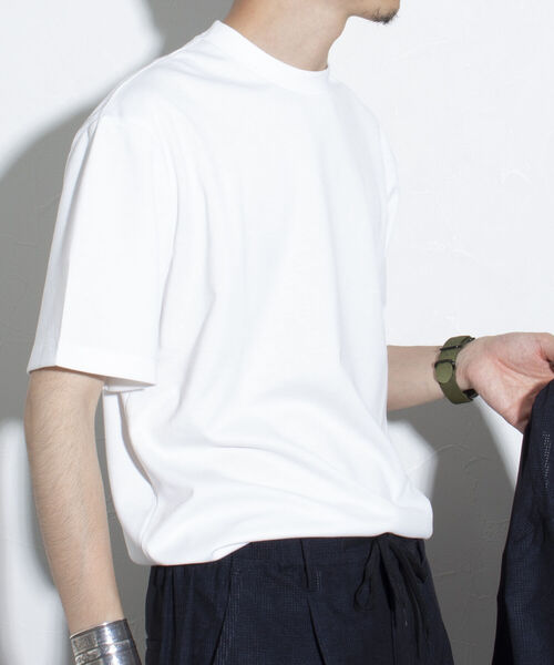 GLOSTER(グロスター)の「【GLOSTER/グロスター】クルーネック ジャケT 半袖Tシャツ(Tシャツ/カットソー・メンズ・チャコールグレー/オフホワイト/ネイビー・S/M/L)」の2枚目の写真