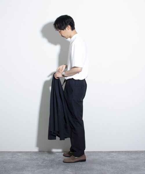GLOSTER(グロスター)の「【GLOSTER/グロスター】クルーネック ジャケT 半袖Tシャツ(Tシャツ/カットソー・メンズ・チャコールグレー/オフホワイト/ネイビー・S/M/L)」の8枚目の写真