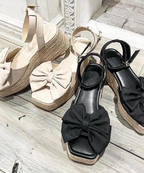 INGNI（イング）の「ビッグリボンジュートサンダル（サンダル・レディース・ブラック/ベージュ・M/L）」の11枚目の写真