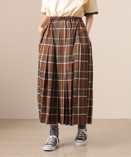 DOUBLE NAME(ダブルネーム)の「チェックワイドプリーツスカート(スカート・レディース・グリーン/ブラウン/ブルー・FREE)」の12枚目の写真