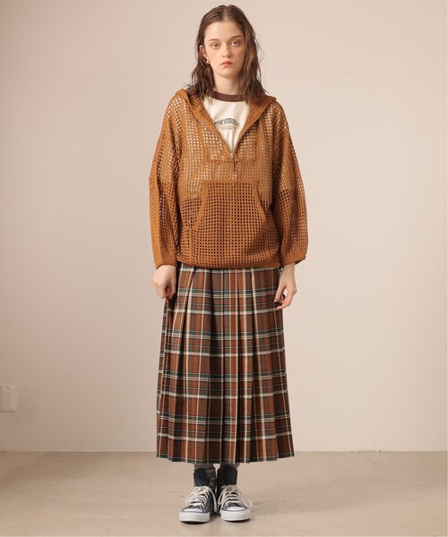 DOUBLE NAME(ダブルネーム)の「チェックワイドプリーツスカート(スカート・レディース・グリーン/ブラウン/ブルー・FREE)」の14枚目の写真