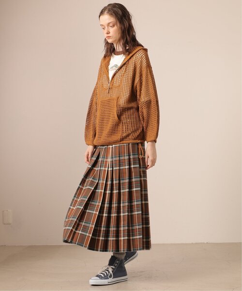 DOUBLE NAME(ダブルネーム)の「チェックワイドプリーツスカート(スカート・レディース・グリーン/ブラウン/ブルー・FREE)」の15枚目の写真