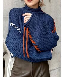 MURUA | アシメレースアップステッチニット(ニット/セーター)