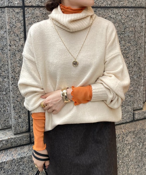 DouDou（ドゥドゥ）の「シアータートル（Tシャツ/カットソー・レディース・グリーン/オフホワイト/ブルー/ブラック/オレンジ/チャコールグレー・FREE）」の6枚目の写真