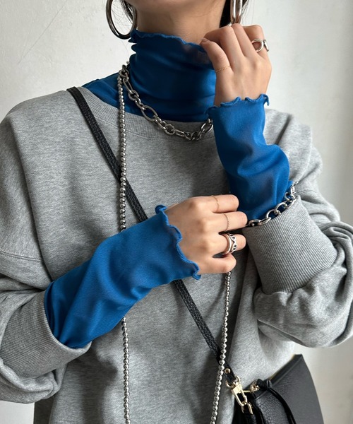 DouDou（ドゥドゥ）の「シアータートル（Tシャツ/カットソー・レディース・グリーン/オフホワイト/ブルー/ブラック/オレンジ/チャコールグレー・FREE）」の5枚目の写真