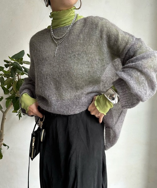 DouDou（ドゥドゥ）の「シアータートル（Tシャツ/カットソー・レディース・グリーン/オフホワイト/ブルー/ブラック/オレンジ/チャコールグレー・FREE）」の4枚目の写真