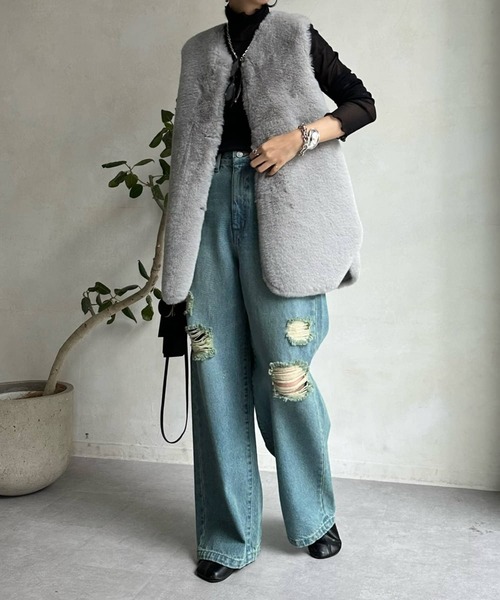 DouDou（ドゥドゥ）の「シアータートル（Tシャツ/カットソー・レディース・グリーン/オフホワイト/ブルー/ブラック/オレンジ/チャコールグレー・FREE）」の22枚目の写真