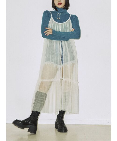 jouetie（ジュエティ）の「ドットチュールキャミワンピース（ワンピース・レディース・アイボリー/ブラック・MEDIUM）」の15枚目の写真