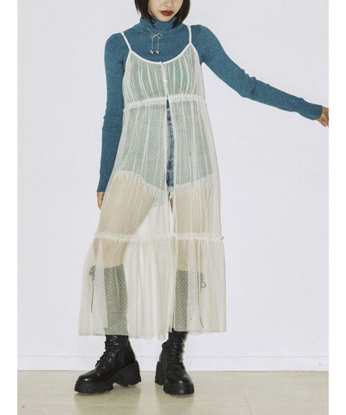 jouetie（ジュエティ）の「ドットチュールキャミワンピース（ワンピース・レディース・アイボリー/ブラック・MEDIUM）」の16枚目の写真