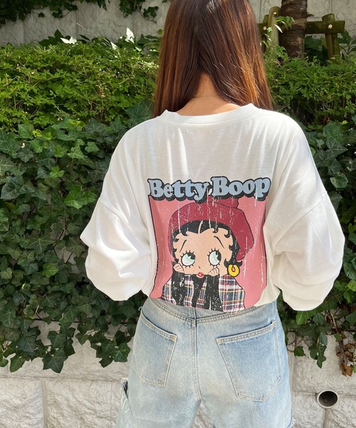 GLAMOROUS JANE(グラマラスジェーン)の「BETTYBOOPバックプリントロンT(Tシャツ/カットソー・レディース・チャコールグレー/ブラック/オフホワイト・FREE)」の6枚目の写真