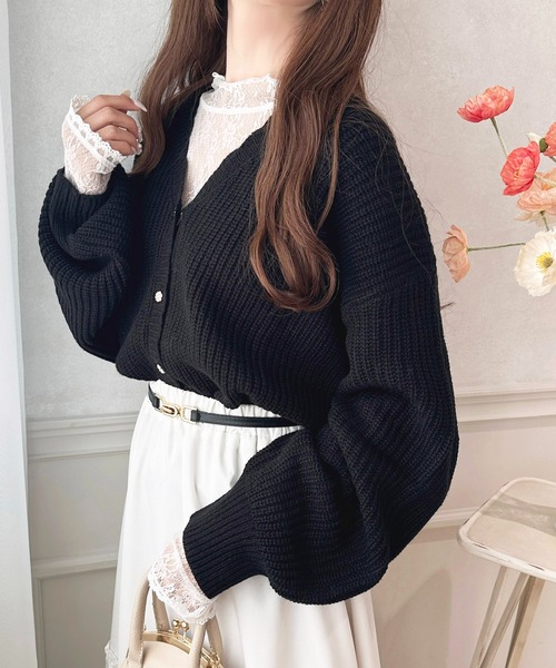 apres jour（アプレジュール）の「スカラップVネックカーディガン【ZOZOTOWN限定アイテム】（カーディガン/ボレロ・レディース・グレイッシュベージュ/ブラック/ライトピンク/オフホワイト・フリー/X-LARGE）」の22枚目の写真