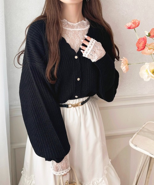 apres jour（アプレジュール）の「スカラップVネックカーディガン【ZOZOTOWN限定アイテム】（カーディガン/ボレロ・レディース・グレイッシュベージュ/ブラック/ライトピンク/オフホワイト・フリー/X-LARGE）」の21枚目の写真