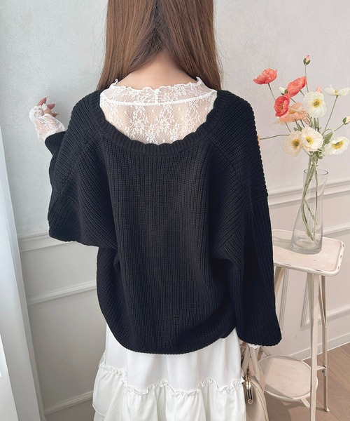 スカラップカーディガン スカラップジップ ショートカーディガン(トップス)｜TO BE CHIC