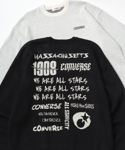 CONVERSE（コンバース）の「CONVERSE/コンバース オーバーサイズ バックプリント ロゴ ワンポイント刺繍 クルーネック ニット/長袖 トップス プルオーバー/レディース メンズ（ニット/セーター・レディース・ネイビー/ホワイト系その他/オフホワイト/ブラック系その他・M/L/LL）」の3枚目の写真