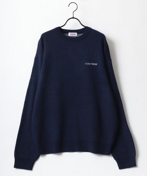CONVERSE（コンバース）の「CONVERSE/コンバース オーバーサイズ バックプリント ロゴ ワンポイント刺繍 クルーネック ニット/長袖 トップス プルオーバー/レディース メンズ（ニット/セーター・レディース・ネイビー/ホワイト系その他/オフホワイト/ブラック系その他・M/L/LL）」の19枚目の写真