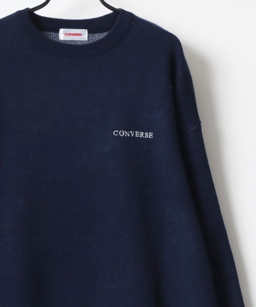 CONVERSE（コンバース）の「CONVERSE/コンバース オーバーサイズ バックプリント ロゴ ワンポイント刺繍 クルーネック ニット/長袖 トップス プルオーバー/レディース メンズ（ニット/セーター・レディース・ネイビー/ホワイト系その他/オフホワイト/ブラック系その他・M/L/LL）」の11枚目の写真