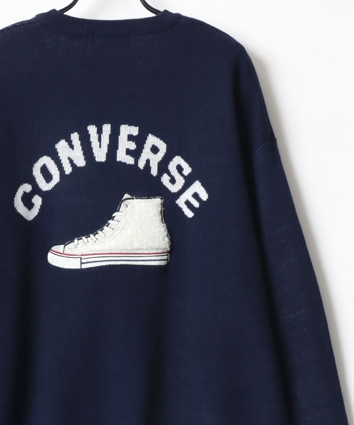 CONVERSE（コンバース）の「CONVERSE/コンバース オーバーサイズ バックプリント ロゴ ワンポイント刺繍 クルーネック ニット/長袖 トップス プルオーバー/レディース メンズ（ニット/セーター・レディース・ネイビー/ホワイト系その他/オフホワイト/ブラック系その他・M/L/LL）」の12枚目の写真