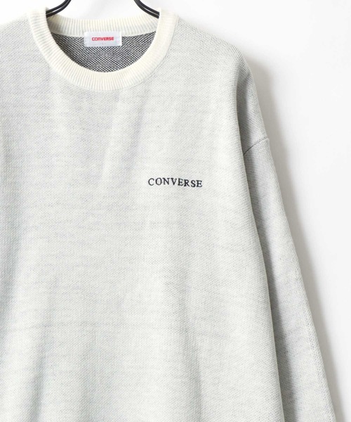CONVERSE（コンバース）の「CONVERSE/コンバース オーバーサイズ バックプリント ロゴ ワンポイント刺繍 クルーネック ニット/長袖 トップス プルオーバー/レディース メンズ（ニット/セーター・レディース・ネイビー/ホワイト系その他/オフホワイト/ブラック系その他・M/L/LL）」の5枚目の写真