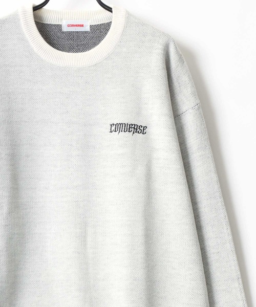CONVERSE（コンバース）の「CONVERSE/コンバース オーバーサイズ バックプリント ロゴ ワンポイント刺繍 クルーネック ニット/長袖 トップス プルオーバー/レディース メンズ（ニット/セーター・レディース・ネイビー/ホワイト系その他/オフホワイト/ブラック系その他・M/L/LL）」の7枚目の写真