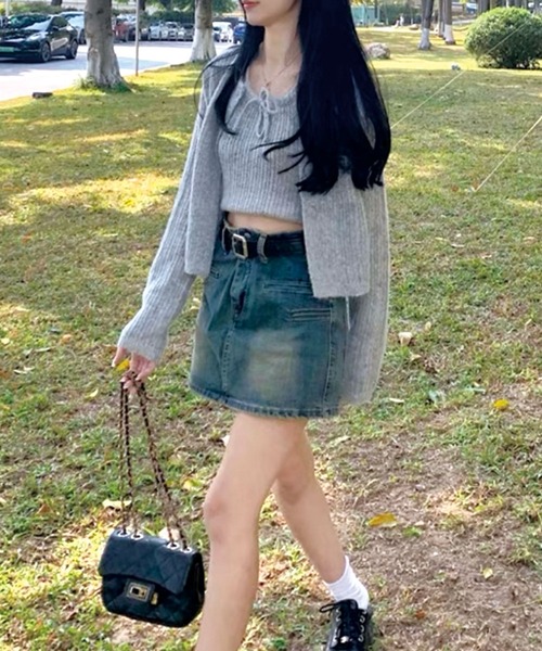 SPIGA（スピーガ）の「ニットキャミ+カーディガンセット（ニット/セーター・レディース・ホワイト/ブラック/グレー・FREE）」の5枚目の写真