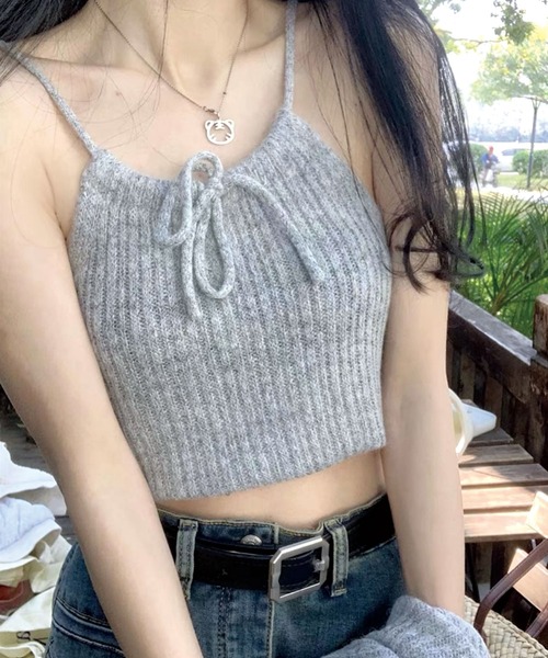 SPIGA（スピーガ）の「ニットキャミ+カーディガンセット（ニット/セーター・レディース・ホワイト/ブラック/グレー・FREE）」の4枚目の写真