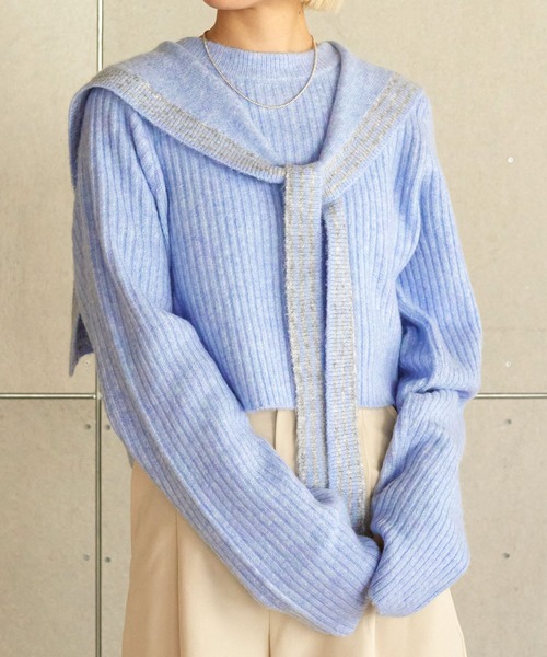 gibous 2way cardigan カーディガン ケープ つけ襟 セーラ服 クレプスキュール crepuscule モスステッチ カーディガン 鹿の子