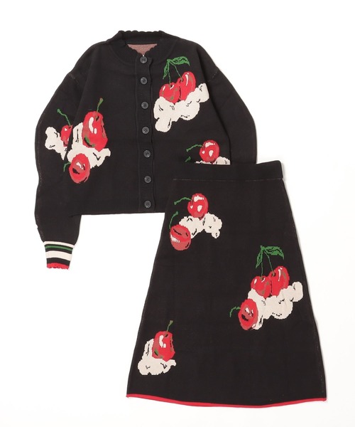 LA POMME petit（ラポミ・プチ）の「Cherry Jacquard Knit Set-Up