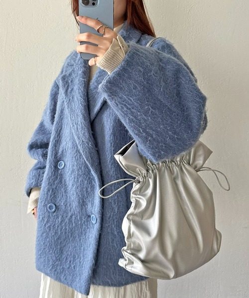 DISCOAT（ディスコート）の「【大容量/WEB限定】ドローコードサイドギャザートートバッグ《マチ付き》（トートバッグ・レディース・ブラック/ベージュ/シルバー・FREE）」の3枚目の写真