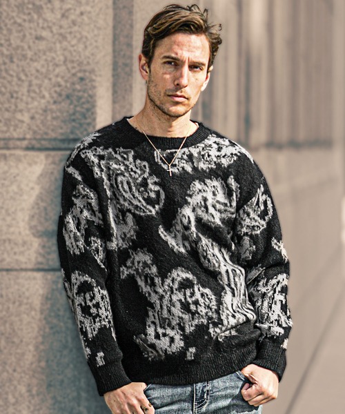 セール】【SOMEDIFF】モヘアタッチクルーネックシャギーニット メンズ