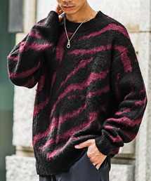 【SOMEDIFF】モヘアタッチクルーネックシャギーニット メンズ ルーズシルエット セーター 大きいサイズ 春服 冬服