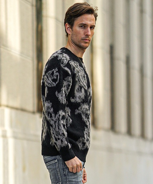 SOMEDIFF（サムディフ）の「【SOMEDIFF】モヘアタッチクルーネックシャギーニット メンズ ルーズシルエット セーター 大きいサイズ 春服 冬服（ニット/セーター・メンズ・ブラック/ライトホワイト/ワインレッド/グレー/ブラウン/ボルドー/チャコール/ブラック系・M/L/XL）」の10枚目の写真