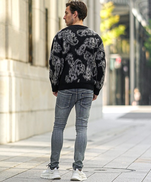 SOMEDIFF（サムディフ）の「【SOMEDIFF】モヘアタッチクルーネックシャギーニット メンズ ルーズシルエット セーター 大きいサイズ 春服 冬服（ニット/セーター・メンズ・ブラック/ライトホワイト/ワインレッド/グレー/ブラウン/ボルドー/チャコール/ブラック系・M/L/XL）」の13枚目の写真